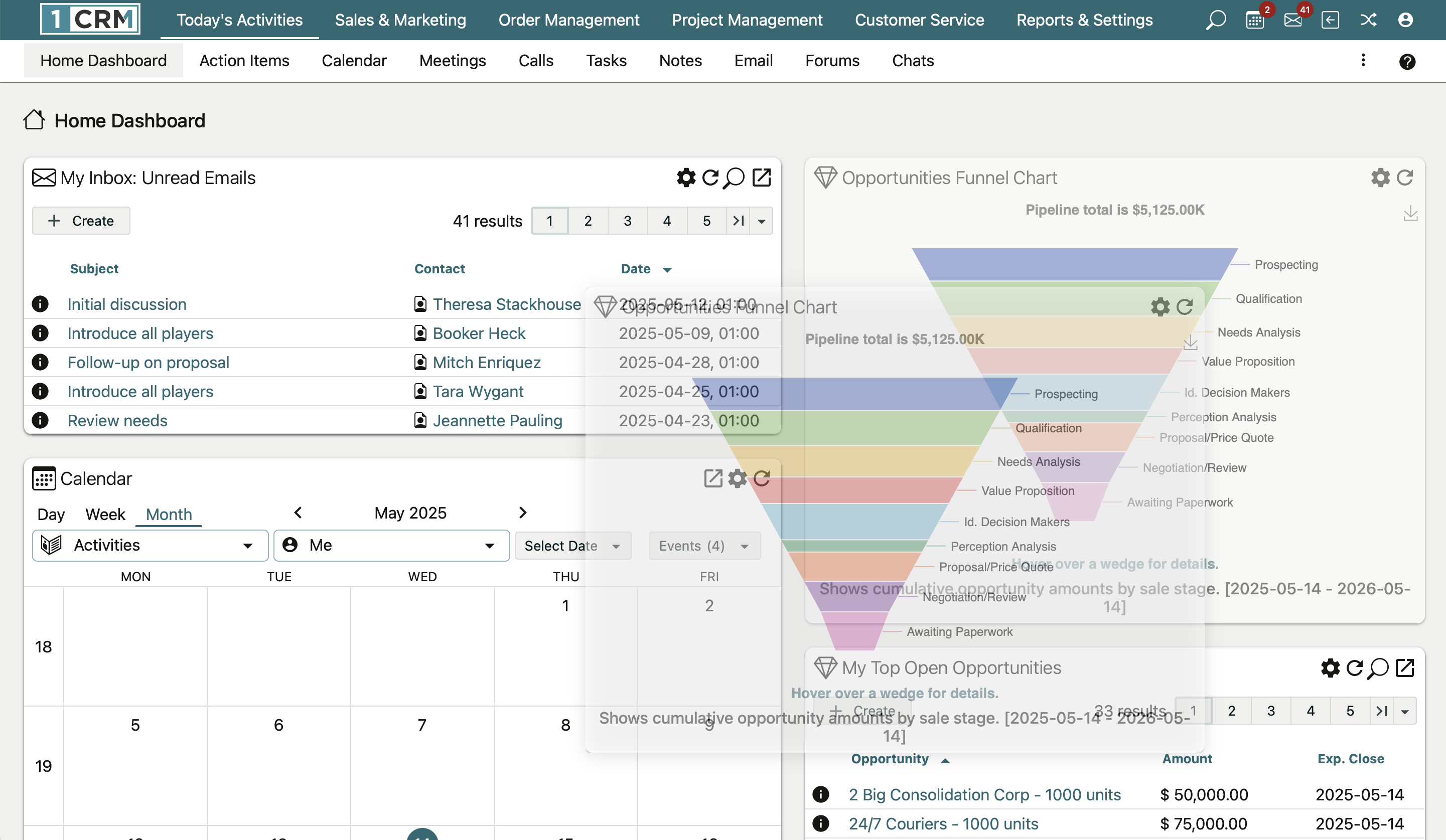 Customizing a dashboard by dragging a widget across the page